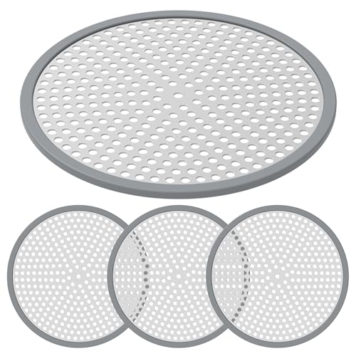 4 Pcs Abflusssieb Dusche 4.72in/4.8in Sieb für Dusche rutschfest Silikonrand Abflusssieb Edelstahl Abflussschutz Haarsieb Dusche Haarfänger Hair Catcher Shower Abflusssieb für Duschen (Runden) von KTCINA