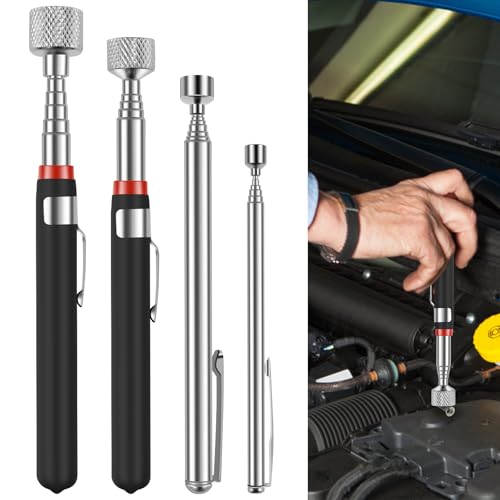 4 Pcs Magnetstab Ausziehbar Edelstahl mit 1.5LB 3LB 10LB 15LB Stabmagnet Extra Stark Ultra Einfach Bequem Schnell Magnetic Pickup Tool Teleskop Magnetstab Set für Schrauben Nadeln Metallteile (4) von KTCINA