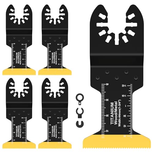 5 Stück Oszillierende Sägeblätter Multitool Sägeblätter Titan Extralange Multitool Zubehör Für Metall Holz Nägel Schrauben Bündigschnitt Multitool Klingen Kits von KTCINA