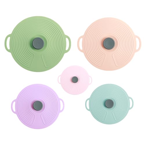 5 Stück Silikondeckel Universal Kitchen Silikon Deckel Set Auslaufsichere Silikondeckel Silikon Schüssel Deckel Für Schüsseln Topf Teller Tassen Ofen von KTCINA