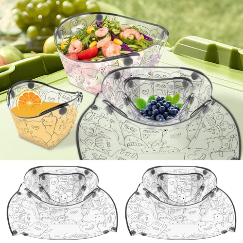 6 Pcs Camping Faltbare Schüssel Ultraleicht TRAGBAR Camping Tafelgeschirr Klapp Campingbesteck Faltbarer Campingteller Wiederverwendbar Faltschüssel für Zuhause am Pool im Freien Picknick Camp von KTCINA