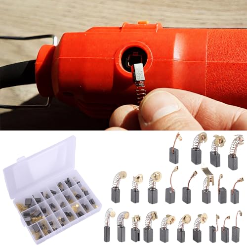69 Pcs Kohlebürsten Ersatz 23 Größen Korrosionsbeständig Stabil Elektrowerkzeug Kohlebürsten Ersatz Motor Kohlebürsten für Elektrowerkzeuge Universal Kohlebürsten für Bohrhammer Bohrer Winkelschleife von KTCINA