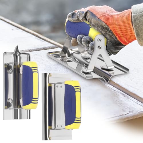 Beton Stahlkantenkelle 28 x 10 x 9,5 cm Ergonomisch Glättekelle und Fugenfräser Set Ultra Rutschfest Leicht Venizianer Kelle Edelstahl Glättekelle Rostfreie Putzkelle für Finish Spachtel (2Pcs) von KTCINA