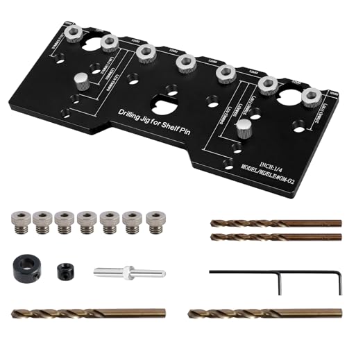 Bohrschablone für Regalstifte mit 7 Gehärtete Bohrerführungen Bohrschablone Hochwertige Alu 22 * 10cm 1/4 Zoll 5mm Bohrlehre 32mm Bohrführungen für Holzbearbeitung Heimwerken Heimwerken (Schwarz) Bohrschablone für Regalstifte mit 7 Gehärtete Bohrerführungen Bohrschablone Hochwertige Alu 22 * 10cm 1/4 Zoll 5mm Bohrlehre 32mm Bohrführungen für Holzbearbeitung Heimwerken Heimwerken (Schwarz) von KTCINA