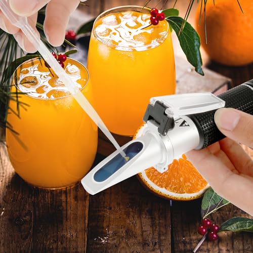 Brix Refraktometer Digital Brix 0–40 %, Alkohol 0–25 % 16 cm Zuckergehalt Messgerät mit ATC Ultra Hohe Genauigkeit Handrefraktometer Brix Messgerät Digital für Obst Säfte Honig Ahornsirup Melasse von KTCINA