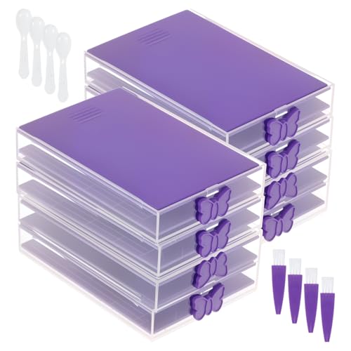 Diamond Painting Aufbewahrungsbox 16x12x7,5 cm Ultra Robust Stapelbare Diamant-Kunst-Tabletts mit Deckel Kunststoff Dosen Diamant Stickerei Box Perlenaufbewahrung Diamond Art Trays Organizer (Lila) von KTCINA
