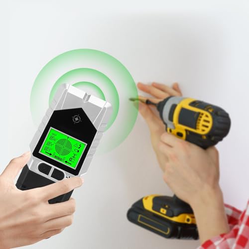 Digitaler Leitungssucher 6 modi mit 3Farbige LED Ortungsgerät Leitungssuchgerät Stromleitungsfinder Metallsuchgerät Kabelfinder Stud Finder 6 in 1 Wand Scanner Detektor Underground Cable Locator von KTCINA