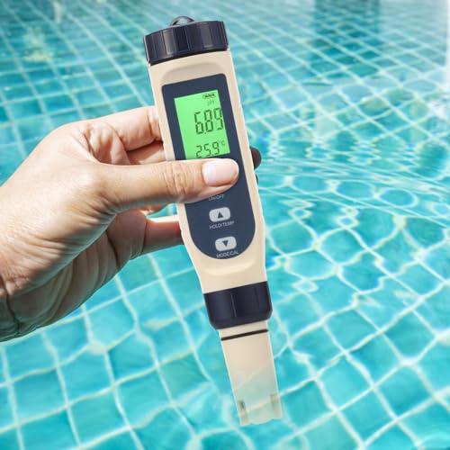 Digitales PH Messgerät Wasser PH Messgerät Wasser, PH/TDS/EC/Salzgehalt/Thermometer 5 in 1 pH und EC Messgerät Grow PPM und pH Messgerät für Wasser Hydrokultur Nährstoffe, Messen von Leitfähigkeit DWC von KTCINA