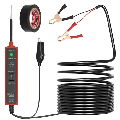 Funktionsprüflampe Kfz Stromkreistester Stromprüfer 6-24V mit ca. 4,8 m Kabel DC- Power Short Circuit Probe Tester Polaritätstester prüflampe kfz Durchagngsprüfer Power Circuit Probe Tester von KTCINA
