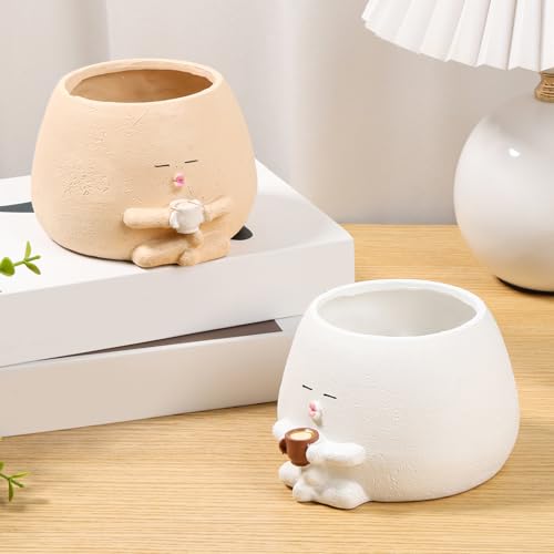 KTCINA 2 Stück Lächelnder Blumentopf hochwertigem Harz ⌀ 8 cm Ultra süß Blumentopf mit Smiley-Gesicht mit Abflussloch abnehmbaren Gummistopfen Lustige Blumentöpfe für Drinnen Draußen Heimdekoration KTCINA 2 Stück Lächelnder Blumentopf hochwertigem Harz ⌀ 8 cm Ultra süß Blumentopf mit Smiley-Gesicht mit Abflussloch abnehmbaren Gummistopfen Lustige Blumentöpfe für Drinnen Draußen Heimdekoration von KTCINA