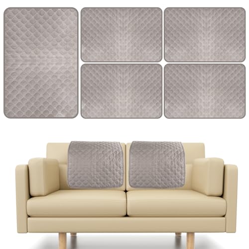 KTCINA 3 Pcs Armlehnenbezüge Sofa Weich Kopfstützenbezüge Sessel Wasserdicht Sesselschoner für Relaxsessel Sofaschoner rutschfest Schonbezüge für Sofa Sessel Schützt vor Schmutz Abnutzung (5Grau) von KTCINA