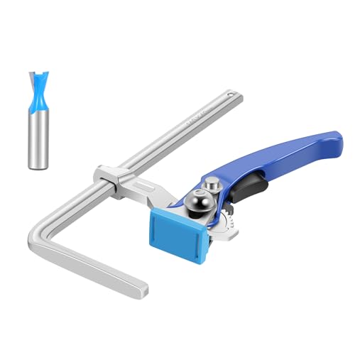 KTCINA Chrome Vanadium Steel Quick Release Ratchet Track Saw Clamp Strong Load Bearing Adjustable Pad Guide Rail F Clamp for Crafting and Repair Tasks(Silber und Blau) von KTCINA