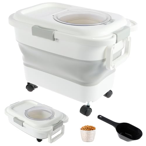 KTCINA Hundefutter Aufbewahrung Futtertonne Hund 15 Kg Mit Rollen Dog Food Container With Scoop Hundefutter Aufbewahrung Faltbar Für Hundefutter Aufbewahrung von KTCINA