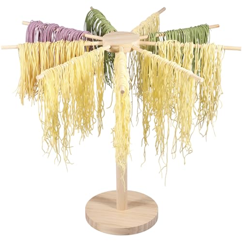 KTCINA Nudeltrockner Nudelständer Höhe 40 cm Nudelständer Holz Einfach zu Übertragen für bis zu 4.5 kg mit 9 Abnehmbar Arme Einfach zu Säubern Pastatrockner Nudeltrockner für Pasta Nudeln von KTCINA