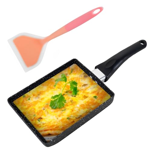 KTCINA Tamagoyaki Pfanne Japanische Omelettpfanne 18.6 x 13.4cm Japanische Omelette Pfanne mit Spatel Tamagoyaki Omelette Pfanne mit Griff Induktion Eierpfanne für alle Herdarten Backofen von KTCINA