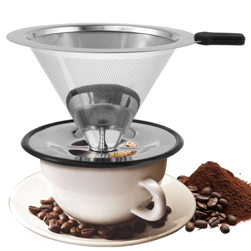 Kaffeefilter Edelstahl Kaffeefilter Wiederverwendbar Papierlose Permanent Kaffeesiebe Leicht Reinigen Kaffee Filter Aufsatz Kaffee Handfilter Für Filterkaffee (mittlere Größe) von KTCINA