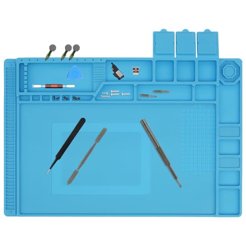 Lötmatte Antistatische Reparatur Matte Extra Groß 45 * 30 cm Lötmatte Silikon Robust Hitzebeständig Reparatur Matte Arbeitsmatte Silikonmatte Ideal für Eine Vielzahl Elektronischer Reparatur von KTCINA
