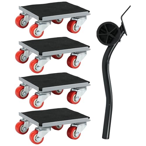 Möbeltransport Set mit Möbelroller 360 grad Tragfähigkeit von bis 600/400kg Möbelheber Set mit Hebel mit 4 Räder Lastenheber für Möbel Stabil Möbel Transportrollen Set Rutschfest (Quadrat) von KTCINA