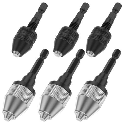 Schnellspann Bohrfutter 0.3-3.6mm / 0.3-6.5mm Keyless Bohrfutter 48/72 mm Abnehmbar Bohrer 1/4 zoll Sechskantschaft Schnellspannbohrfutter 1/4" für Meisten Bohrer Akkuschrauber (6Pcs) von KTCINA