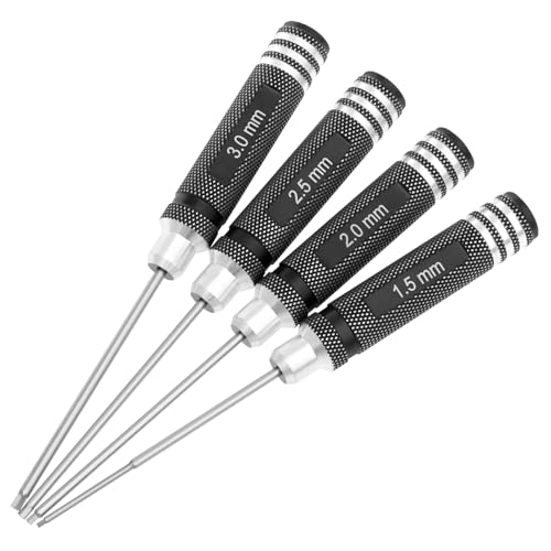 Sechskant Schraubendreher Satz 4-Teilig Ultrahart Verformungssicher RC Werkzeug Set Innensechskant Hex Screw Driver Set für Auto im Maßstab 1/18 1/24 TRX4M SCX24 FCX24 TRX4M K10 F150 Renndroh Roboter von KTCINA