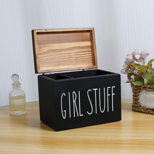 Tampon-Halter für Badezimmer Holz Aufbewahrungsbox Hygieneartikel Tamponhalter für Badezimmer Vielseitige Tampon Aufbewahrungspad Organizer Feminine Products Caddy Badezimmer Zubehör Dekor Box (Black) von KTCINA