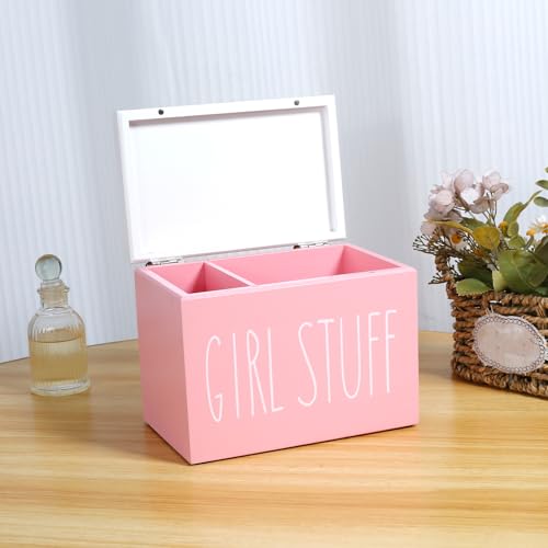 Tampon-Halter für Badezimmer Holz Aufbewahrungsbox Hygieneartikel Tamponhalter für Badezimmer Vielseitige Tampon Aufbewahrungspad Organizer Feminine Products Caddy Badezimmer Zubehör Dekor Box (Rosa) von KTCINA