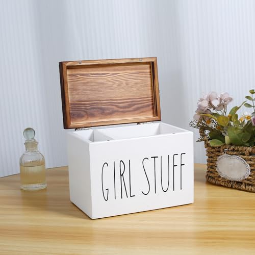 Tampon-Halter für Badezimmer Holz Aufbewahrungsbox Hygieneartikel Tamponhalter für Badezimmer Vielseitige Tampon Aufbewahrungspad Organizer Feminine Products Caddy Badezimmer Zubehör Dekor Box (Whtie) von KTCINA