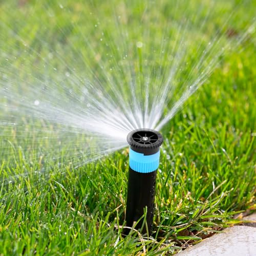Variable Arc Nozzles Versenkregner 360° Adjustable Pop-Up Sprinkler Heads High-Efficiency Garden Lawn Irrigation Set Sprühregner Rasensprenger Garten Sprinkler Bewässerungsregner (Blau) von KTCINA