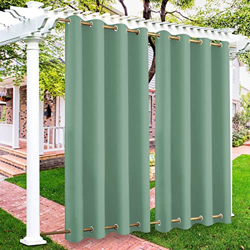 OutdoorVorhänge Wetterfest Windschutz mit Ösen Oben und Unten für Garten,Wasserdicht Sichtschutz Sonnenschutz für Balkon Terrasse Veranda,177 x175cm(BxH),Green von KTCLE