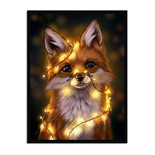 Fantasy Forest Fox Girl Laterne Mysterious Fairy Tale Forest Light Leinwandmalerei Poster Wandkunst Dekorative Zeichnung Home Living Room Dekorative Malerei Moderne Wanddekoration Rahmenlos,60x80cm von KTGEDH