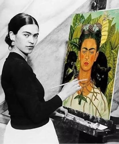 Frida Kahlo Bild Kunstwerk Leinwand Wandkunst Frida Kahlo Gemälde Selbstporträt Wirklich Fotografie Ölgemälde HD-Druck Gemälde Poster für Küche Esszimmer Bar Wohnkultur,40X60cm von KTGEDH