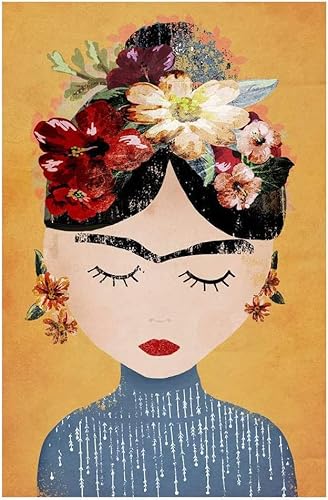 Frida Kahlo Wandkunst Leinwand Poster Kunstwerk Porträt Gemälde Druckbild Heimdekoration Leinwand Reproduktion für Kinderzimmer, Schlafzimmer, ungerahmt,50 × 70cm von KTGEDH