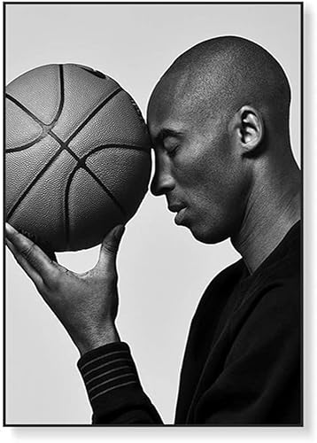 Kobe Bryant Poster Drucken, Schwarzer Mamba Und Basketball in Schwarzweiss-Fotografiekunstdruck Auf Leinwand, Wandbildplakat Wohnkultur Gemälde, Fan Geschenke, Rahmenlos,50x70cm von KTGEDH