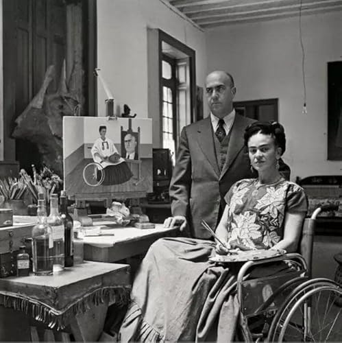Leinwandbild Frida Kahlo, Malerin, Porträt, Gemälde, Wandkunst, Poster, Frida und Rivera, fotografische Leinwand, Gemälde, Kunstbilder für Zuhause, Wanddekoration, ungerahmt,50×50cm von KTGEDH