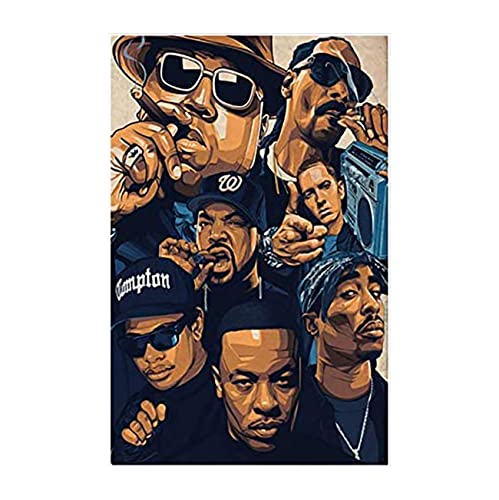 Poster Biggie Notorious 2pac Jay-Z N.W.A Hip Hop Legend Star Collage Leinwand Ölgemälde Kunst Wandbilder Wohnzimmer Wohnkultur Ost und West Rap Poster Leinwanddruck Kunst ungerahmt,60×80cm von KTGEDH