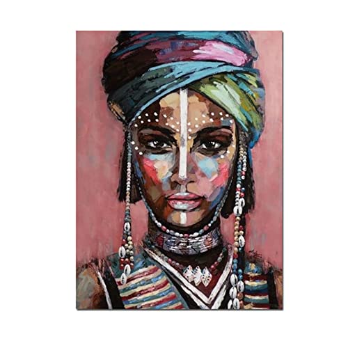 Schwarze Frauen Wandkunst Afroamerikaner Poster Schwarze Frauen Leinwand Gemälde Bild Abstrakte Afrikanische Frau Kunstwerk Dekor für Zuhause Wohnzimmer Büro Küche Wanddekoration Kein Rahmen,D,60x90cm von KTGEDH