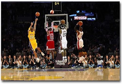 Wandkunst, Wanddekoration, Leinwanddruck, MVP-Basketballspiel-Poster, Kobe Bryant, Lebron James und Michael Jordan, Bilder für Basketball-Fans, Souvenir-Geschenke, ungerahmt,60×90cm von KTGEDH