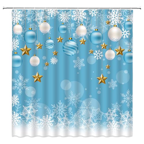 KTGHA Duschvorhang mit weihnachtlichen Kugeln, Schneeflocke, Winter, Schnee, Urlaub, Fantasie, Polyester, Badezimmer-Dekor-Set mit Haken, 178 cm B x 178 cm H KTGHA Duschvorhang mit weihnachtlichen Kugeln, Schneeflocke, Winter, Schnee, Urlaub, Fantasie, Polyester, Badezimmer-Dekor-Set mit Haken, 178 cm B x 178 cm H von KTGHA