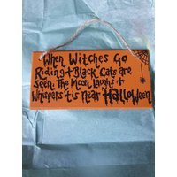 Orange Halloween Schild, Handgemalte Plakette, Handgeschriebenes Deko, Schild von KTGsCards