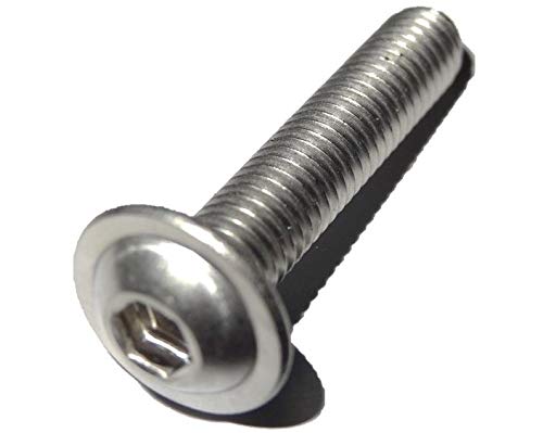 25 Stück Linsenkopf Schrauben mit Flansch M6x10 mm - ISO 7380/2 - A2 Edelstahl - Innensechskant - V2A – Linsenflanschkopfschrauben (25, M6x10 mm) von KTH