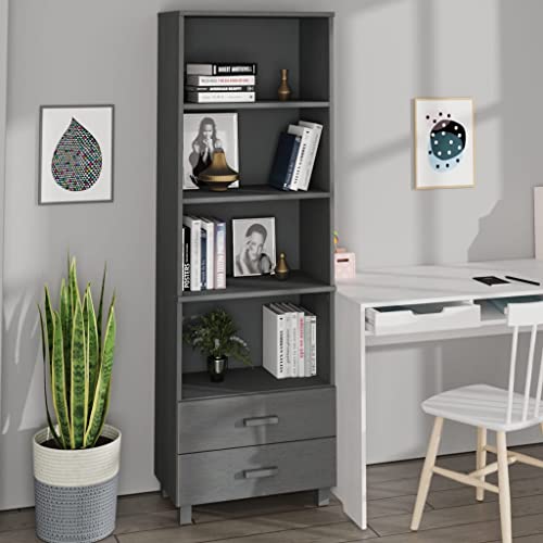 Highboard HAMAR Dunkelgrau kommoden sideboards for Büro Wohnzimmer 60x35x180 cm Massivholz Kiefer von KTHLBRH