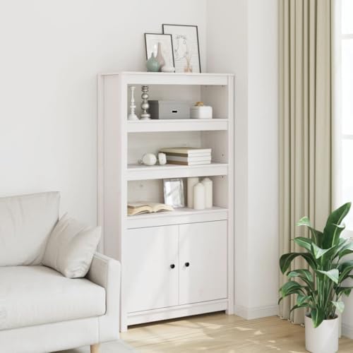 Highboard Weiß flurschrank gartenschrank for Büro Innenraum 80x35x154 cm Massivholz Kiefer von KTHLBRH