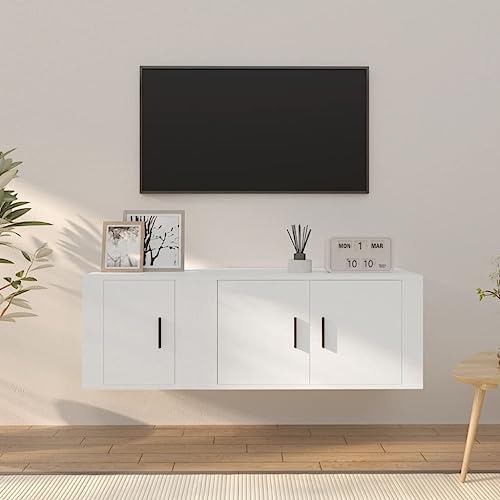 KTHLBRH 2-TLG. TV-Schrank-Set Weiß Holzwerkstoff Konsolentisch mit Schubladen tv Cabinet tv Board Sideboard Wohnzimmer von KTHLBRH