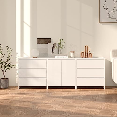 KTHLBRH 3-TLG. Sideboard Weiß Holzwerkstoff kleiderschrank sideboards for Schlafzimmer Wohnzimmer von KTHLBRH