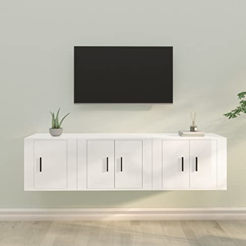 KTHLBRH 3-TLG. TV-Schrank-Set Hochglanz-Weiß Holzwerkstoff tv Board Fernseher Tisch Couchtisch Sideboard tv von KTHLBRH