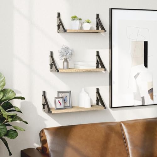 KTHLBRH 3-TLG. Wandregal-Set Sonoma-Eiche Holzwerkstoff Regal Hängeregal für Büro Schlafzimmer KTHLBRH 3-TLG. Wandregal-Set Sonoma-Eiche Holzwerkstoff Regal Hängeregal für Büro Schlafzimmer von KTHLBRH