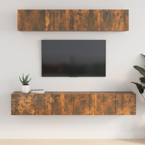 KTHLBRH 5-TLG. TV-Schrank-Set Räuchereiche Holzwerkstoff Modulares Würfelregal aus Massivholz mit schwebendem Design für Wohnzimmer KTHLBRH 5-TLG. TV-Schrank-Set Räuchereiche Holzwerkstoff Modulares Würfelregal aus Massivholz mit schwebendem Design für Wohnzimmer von KTHLBRH