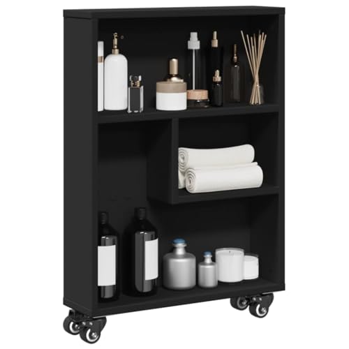 KTHLBRH Aufbewahrungswagen Schmal Schwarz Multifunktionales Bücherregal für Aufbewahrung 48x13x68 cm Holzwerkstoff KTHLBRH Aufbewahrungswagen Schmal Schwarz Multifunktionales Bücherregal für Aufbewahrung 48x13x68 cm Holzwerkstoff von KTHLBRH