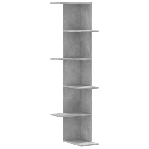 KTHLBRH Badablage Bücherregal Wand Book Shelf Wandregal Küche - Wand-Eckregal Betongrau 36,5x36,5x140 cm Holzwerkstoff für Balkon Küchen Büro Schlafzimmer von KTHLBRH