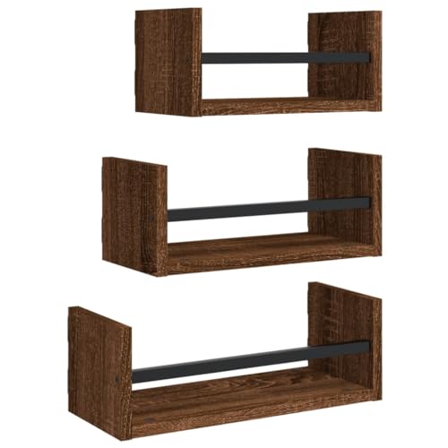 KTHLBRH Badablage Schweberegale Bücherregal Wand Regale für Wände - 3-TLG. Wandregal-Set mit Stangen Braun Eiche Holzwerkstoff für Küchen Badezimmer Wohnzimmer Büro KTHLBRH Badablage Schweberegale Bücherregal Wand Regale für Wände - 3-TLG. Wandregal-Set mit Stangen Braun Eiche Holzwerkstoff für Küchen Badezimmer Wohnzimmer Büro von KTHLBRH